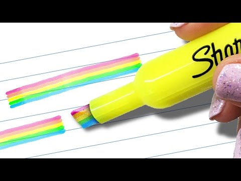 DIY RAINBOW HIGHLIGHTER - Mind-Blowing HACK to Transform Your SCHOOL SUPPLIES!