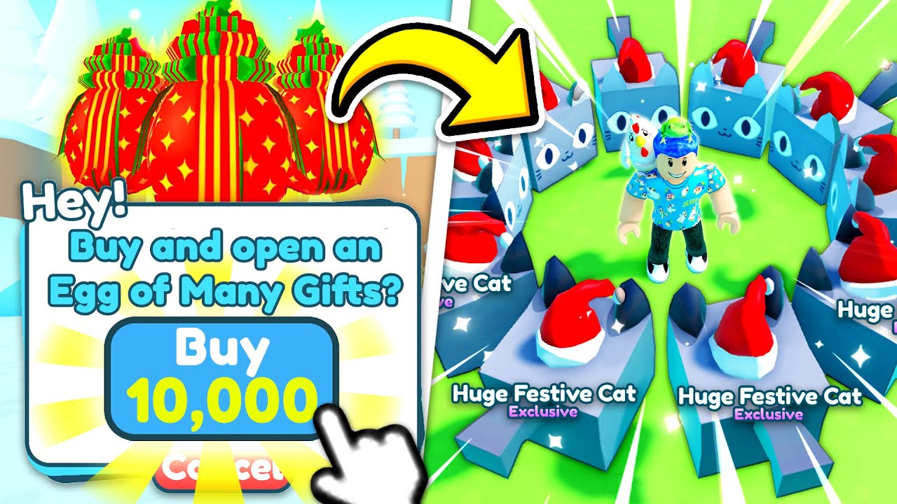 Opening *10,000* EGGS To Hatch The HUGE SANTA CAT In Pet Simulator