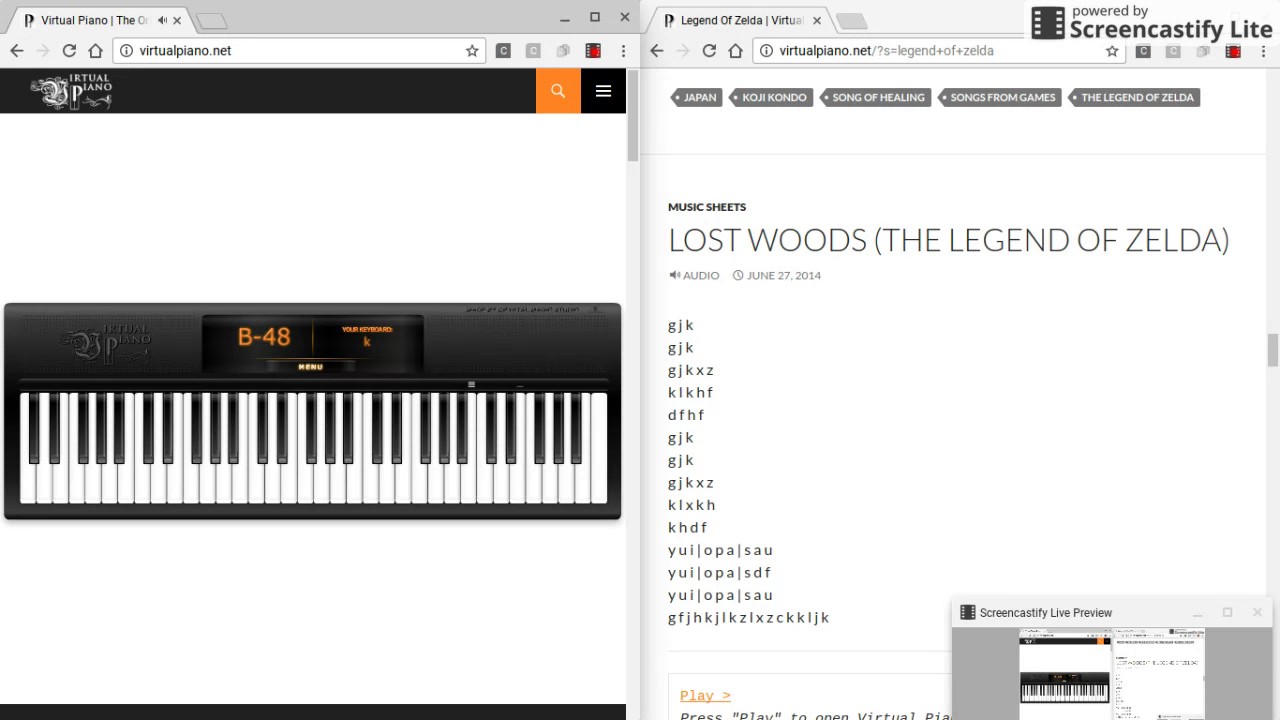 Lost Woods The Legend Of Zelda Virtual Piano Youtube