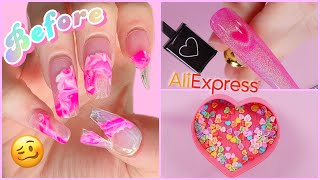 Fixing My 1 Month Old Crusty Nails & Vday Aliexpress Haul