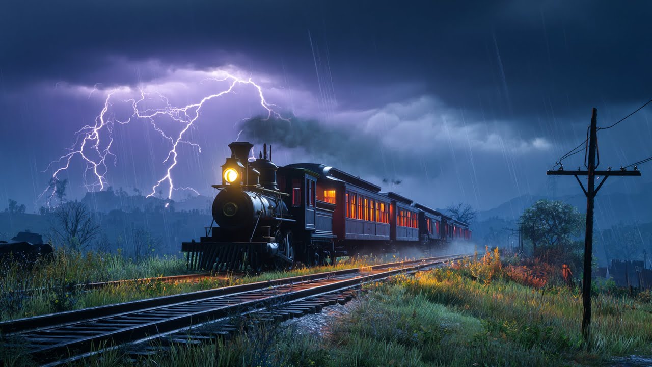 Southbound Train Through the Stormy Night 🚂 | Rain, Thunder & Steam Sounds | RDR2 ASMR