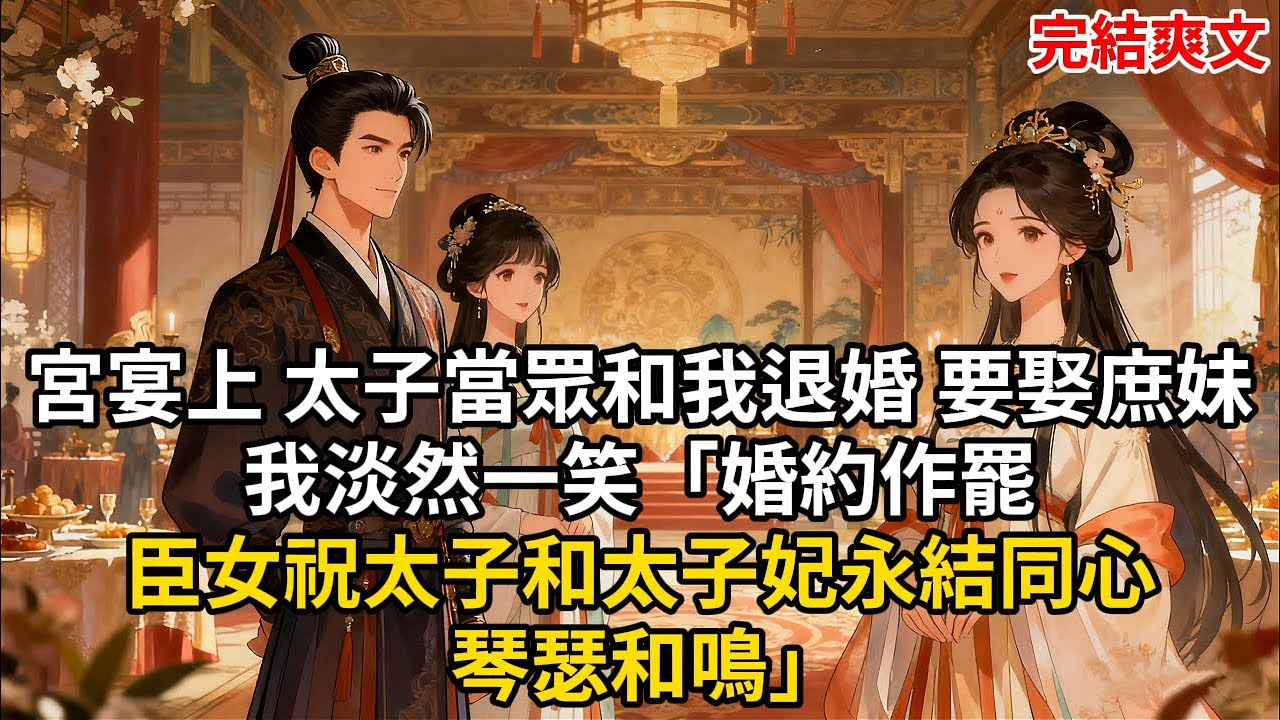宮宴上 太子當眾和我退婚 要娶庶妹 我淡然一笑「婚約作罷 臣女祝太子和太子妃永結同心 琴瑟和鳴」#古言 #小説 #古風 #愛情 #情感故事 #爽文 #完結