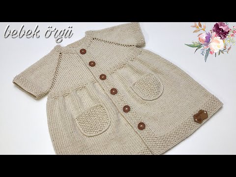 Kolay kısa kollu yazlık bebek örgü elbise anlatımı, short sleeve baby knit dress pattern