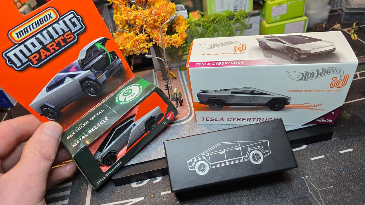 Давайте посмотрим на эти модели Tesla Cybertruck, Matchbox, Hot Wheels и Xcartoys.