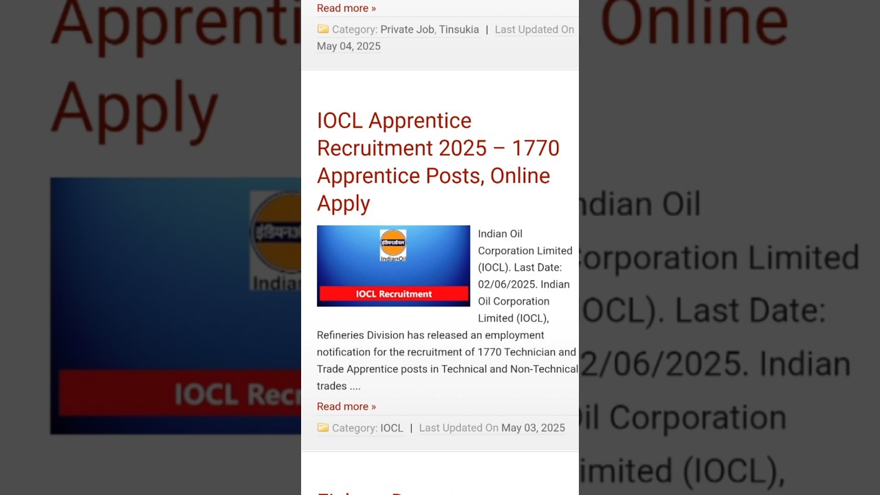 New job notifications in Assam and India 