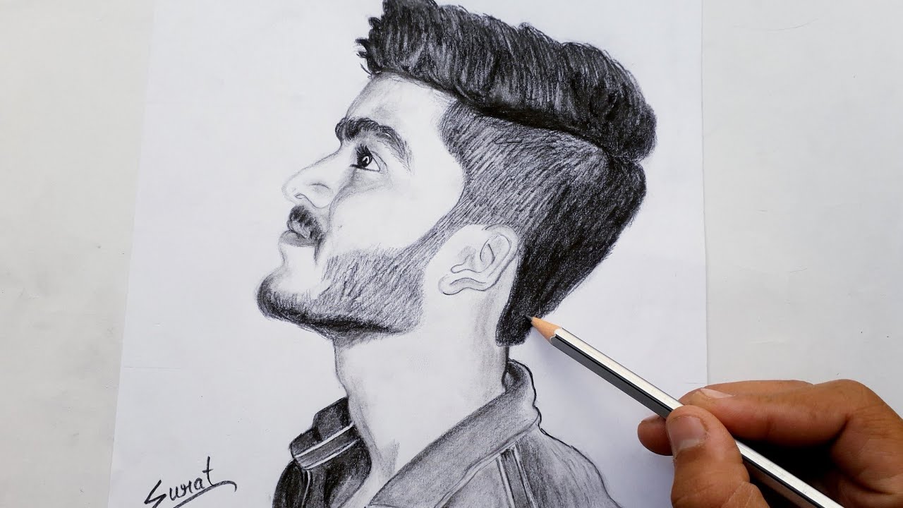 How to Draw Beard and Hair | Realistic Face Drawing  | Surat Mehar Arts
