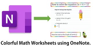Colorful Math Worksheets in Onenote.