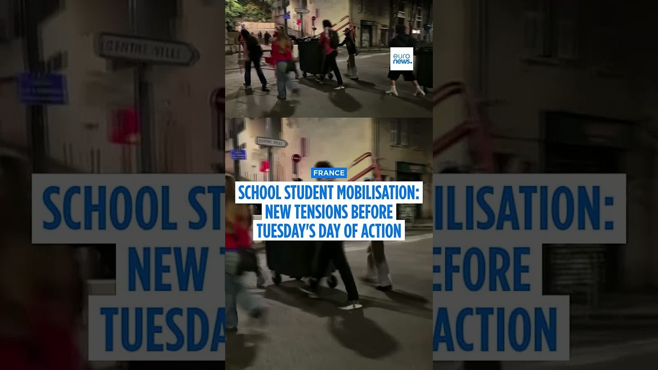 French students set fire to Paris school entrance on eve of nationwide day of action