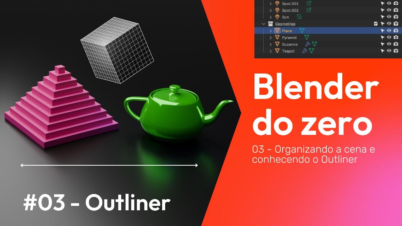 Aprenda Blender do Zero - Aula #03 - Organizando a cena e conhecendo o ...