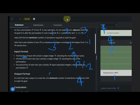 Permutation Disturbance | PERDIS | Codechef STARTERS 126 | Full Solution with code