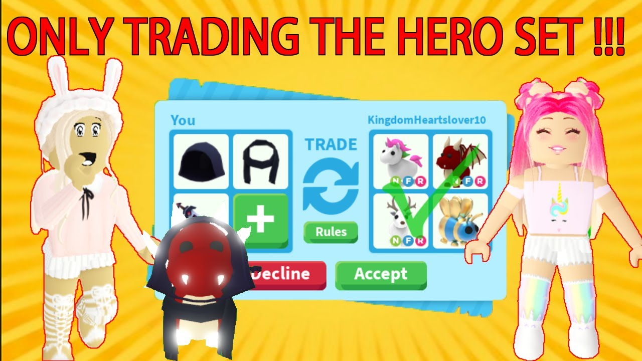 I Only Traded The Hero Set In Roblox Adopt Me Youtube - roblox action figures adopt me