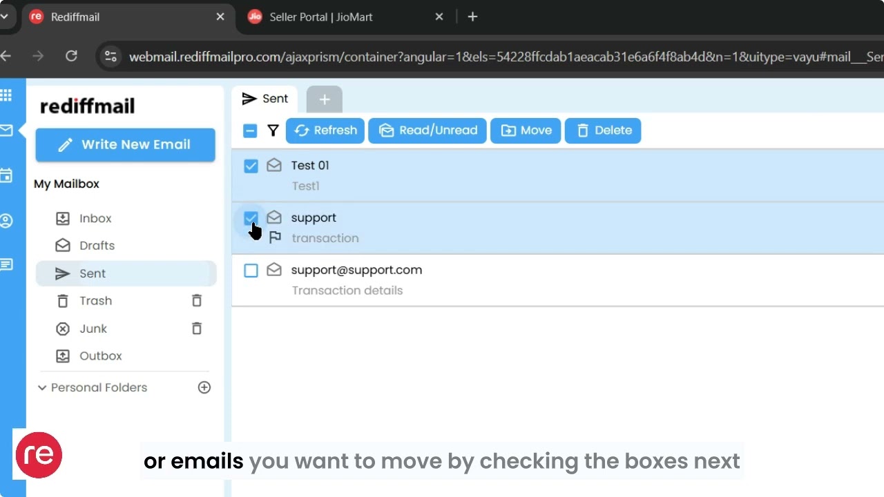 Moving Emails From Sent Folder To Inbox