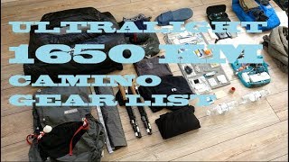 ULTRALIGHT 1650 km Camino Gear list [4.5 kg]