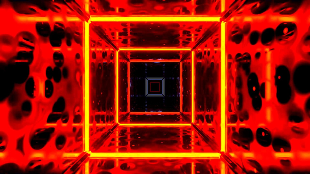 🔷 4K Screensaver – Red & White Neon Corridor – VJ Visual (No Sound)