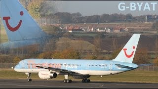 Thomson 757-204 G-BYAT Takeoff at Edinburgh Airport HD