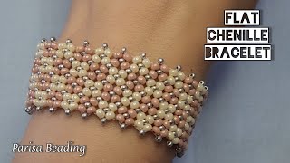 DIY Flat Chenille beaded Bracelet Tutorial 🦋