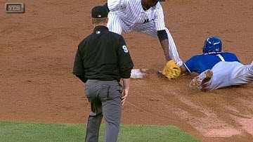 TEX@NYY: McCann throws out Andrus at second base