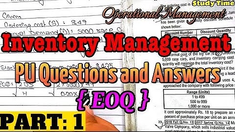 Inventory Management BBA 5th sem PU Questions and Solution | Operational Management | part1 Lokendra