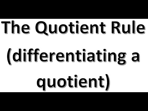 Differentiation Video 6 The Quotient Rule - YouTube