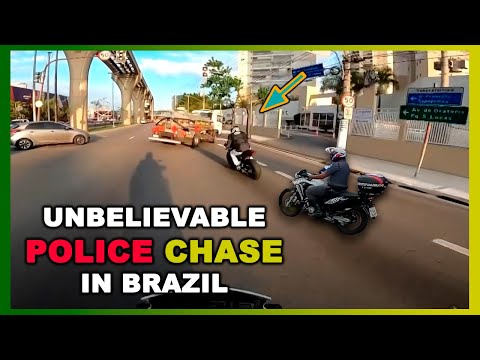 Unbelievable high-speed motorcycle police chase on the streets of brazil
