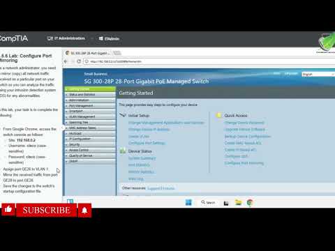 Testout  Network +  8.5.6 Lab Configure Port Mirroring