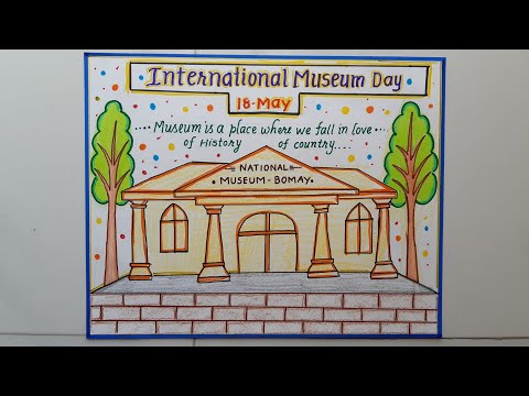 International Museum Day Drawing//Museum Day Poster Drawing Idea//National museum Bombay Drawing