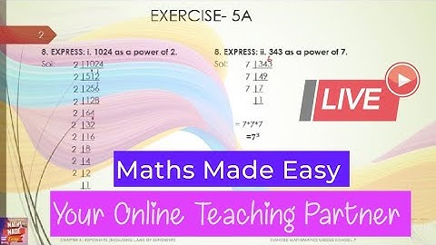 EXPONENTS|| Problems on EXPONENTS || Basics of EXPONENTS|| Exercise 5A Part 8||SELINA CONCISE MATHS