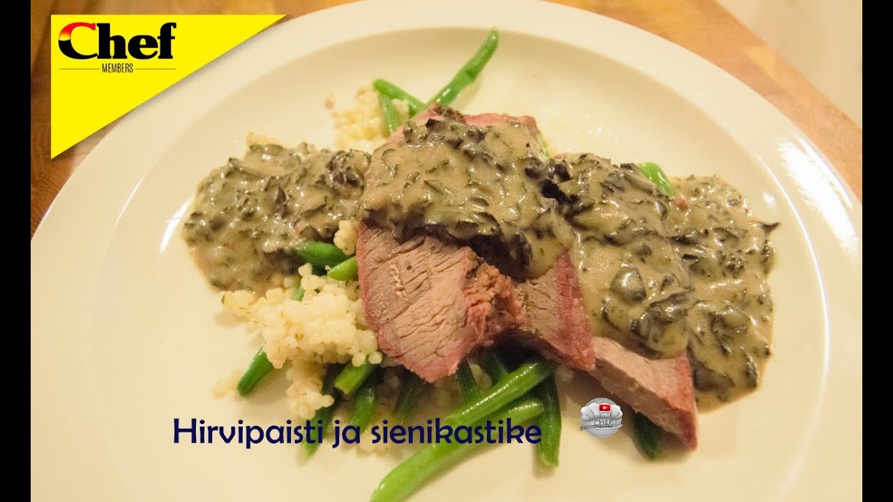 Hirvipaisti, sienikastike ja ohrahelmet