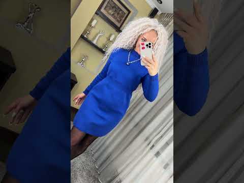 Тепла жіноча базова сукня "Лада" з акрилу на кожен день (Onesize 42-50), Електрик, видео 1