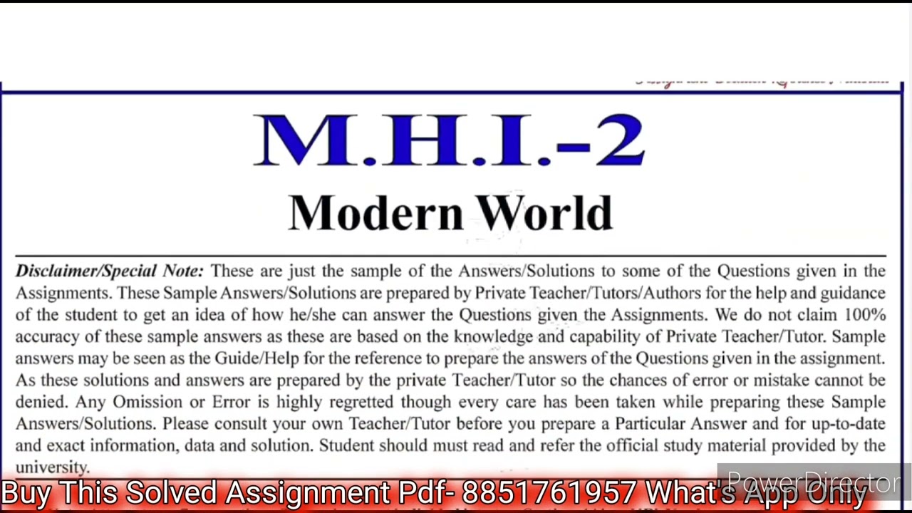 MHI 02 Solved Assignment 2023-24 In English | MHI 2 Solved Assignment 2023-24 | MHI 2 Assignment PDF