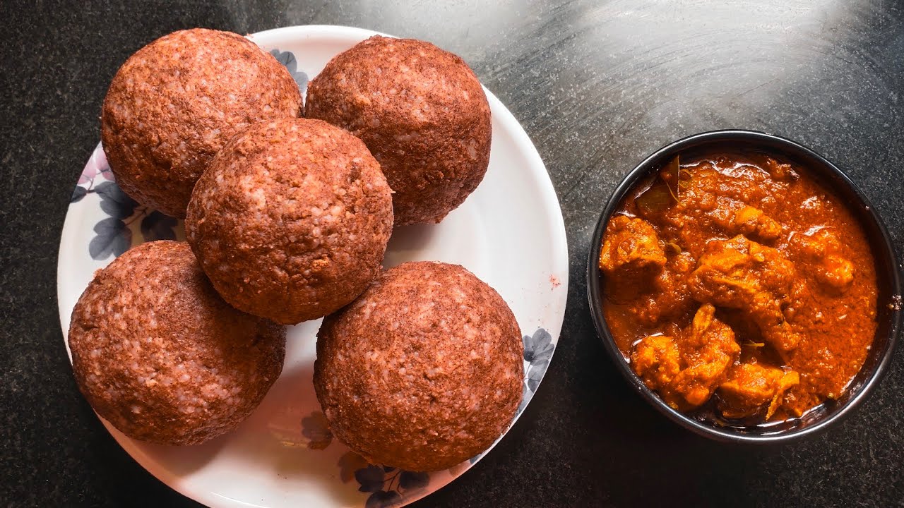 Maguda Rugda Ragi Mudda with chicken curry||రాగి ముద్దా||ರಾಗಿ ಮುದ್ದೆ - YouTube