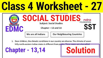 Worksheet 27 Class 4 SST EDMC Social Studies We are all Indian कार्यपत्रक 27 with Solution