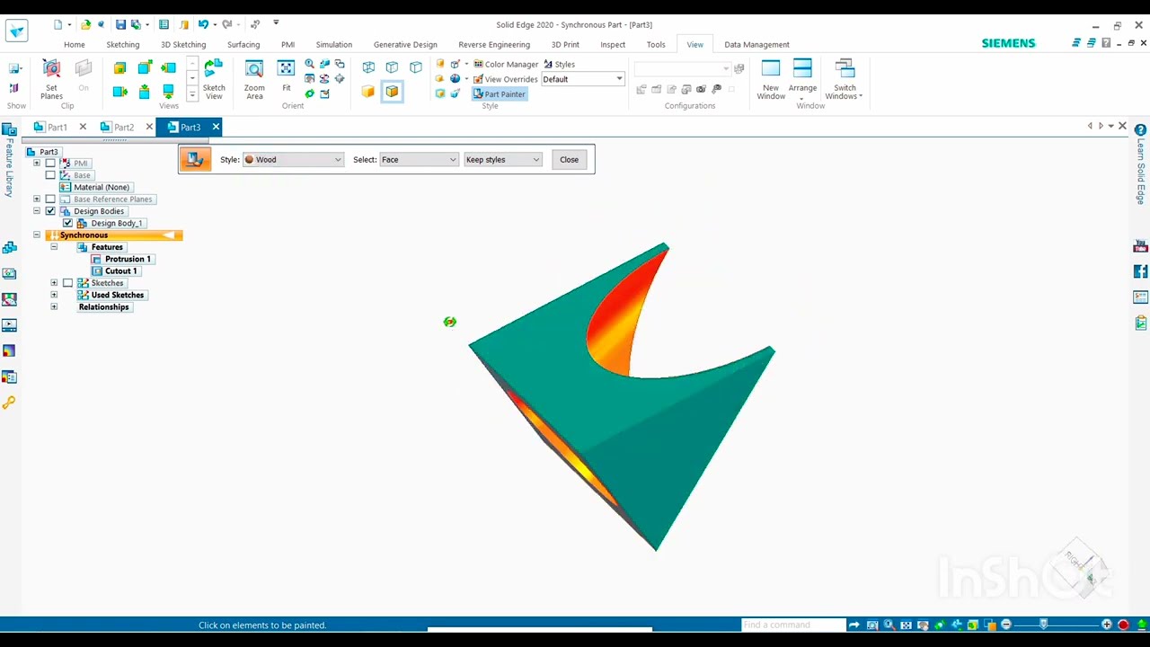 Solid Edge Triangle Design Cut from Face-2 Part-42