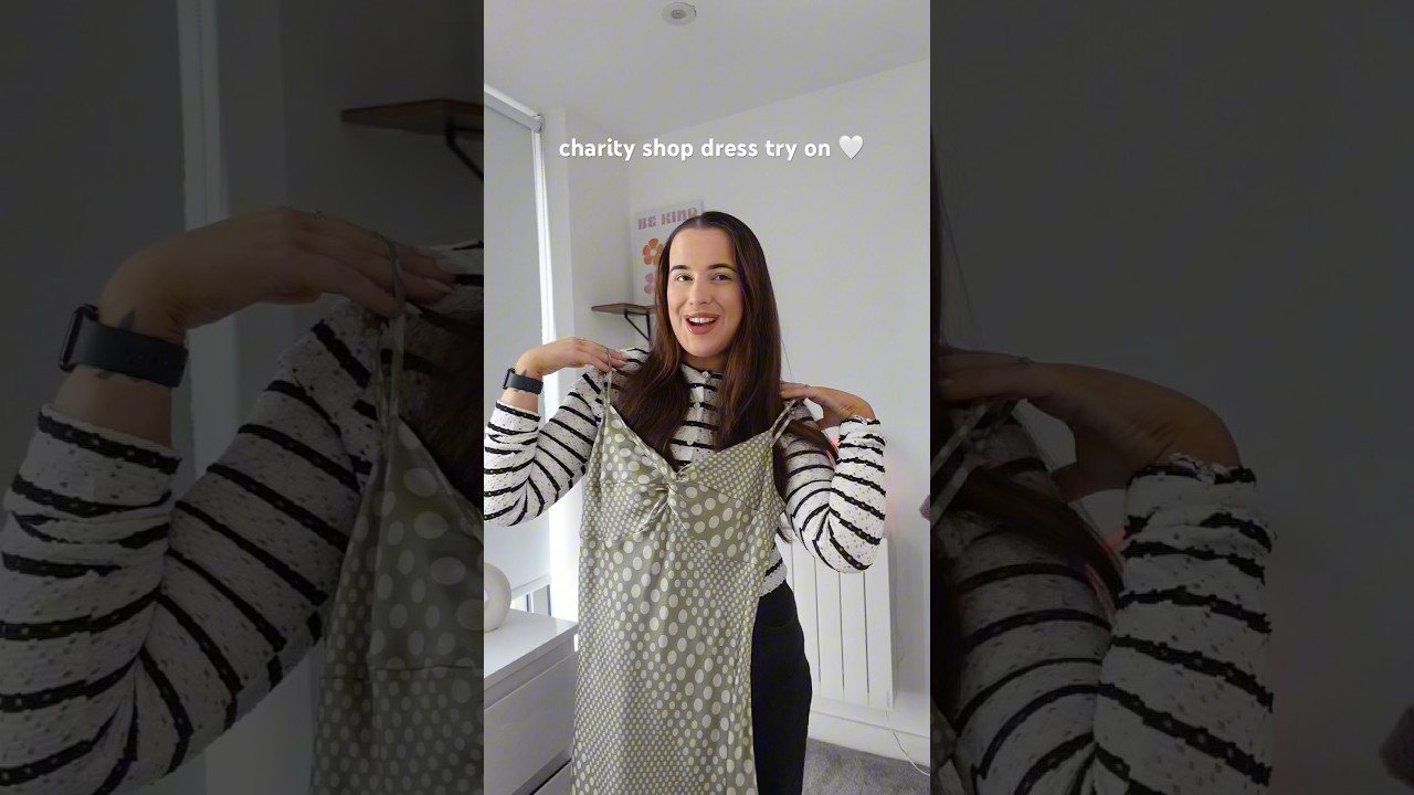 try on my new dress from the charity shop 🥹🤍 let me know what you thinkkk!!🫶🏼✨ #charityshopfinds