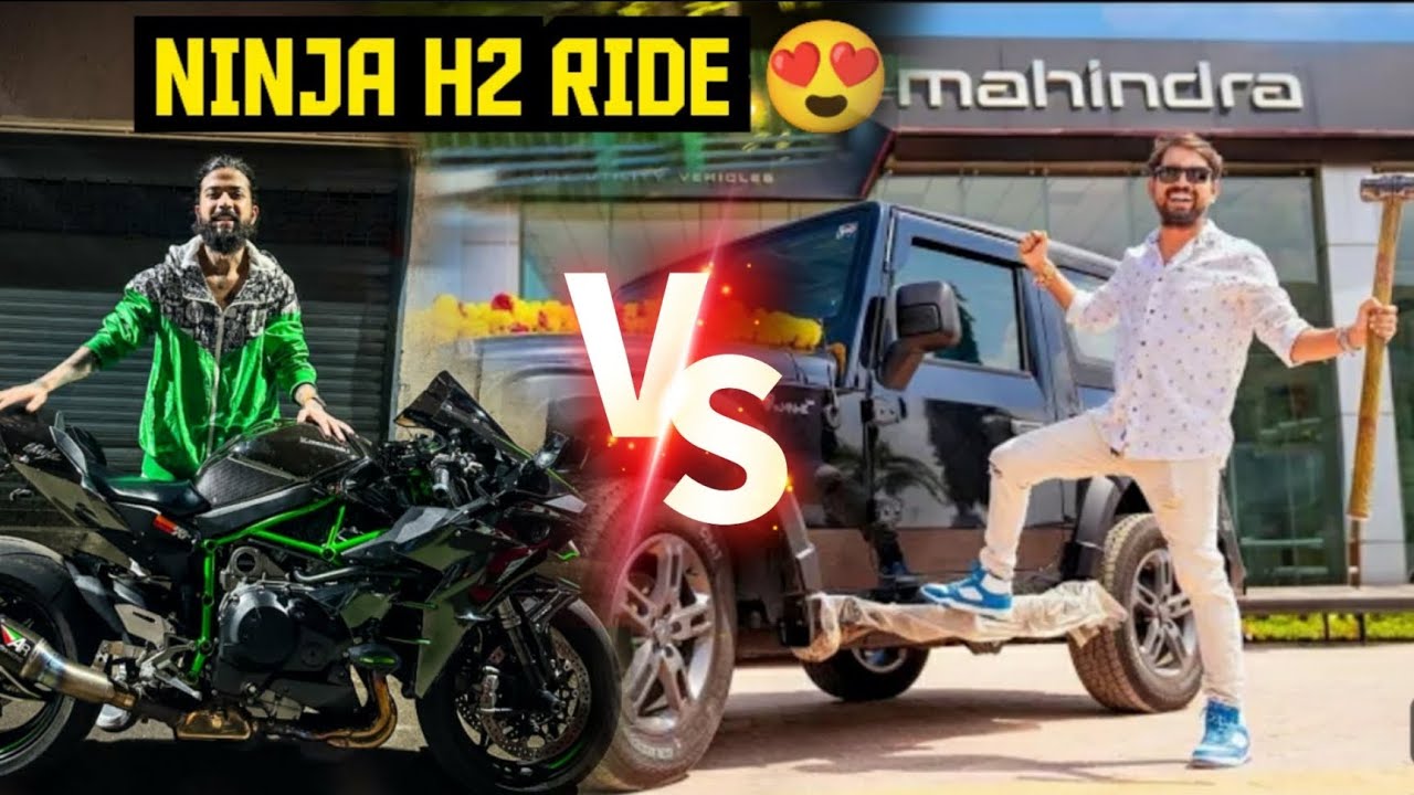 Mahindra Thar 4x4 Vs Ninja H2 UK07 Rider New Bike Mr Indian hacker