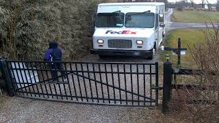 FedEx driving in yard, again.