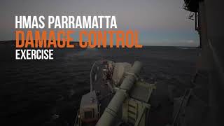 HMAS Parramatta conduct an essential Damage Control (DC) exercises while on deployment.