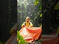 Female climber setting up tent during rain #shorts