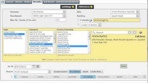 Stock screening ranking and sorting
