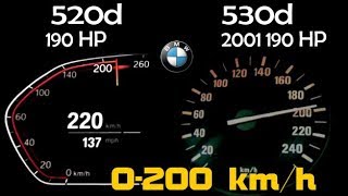 BMW Showdown: 2001 BMW 530d 193HP vs. 2019 BMW 520d 190HP - Acceleration Test 0-100 & 0-200 km/h"