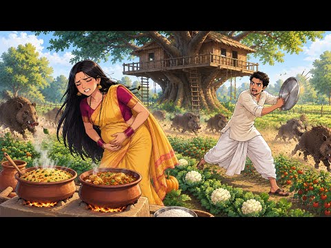 Pregnant Wife & Husband Build a Tree House in Their Vegetable Farm | Indian Village Life Story