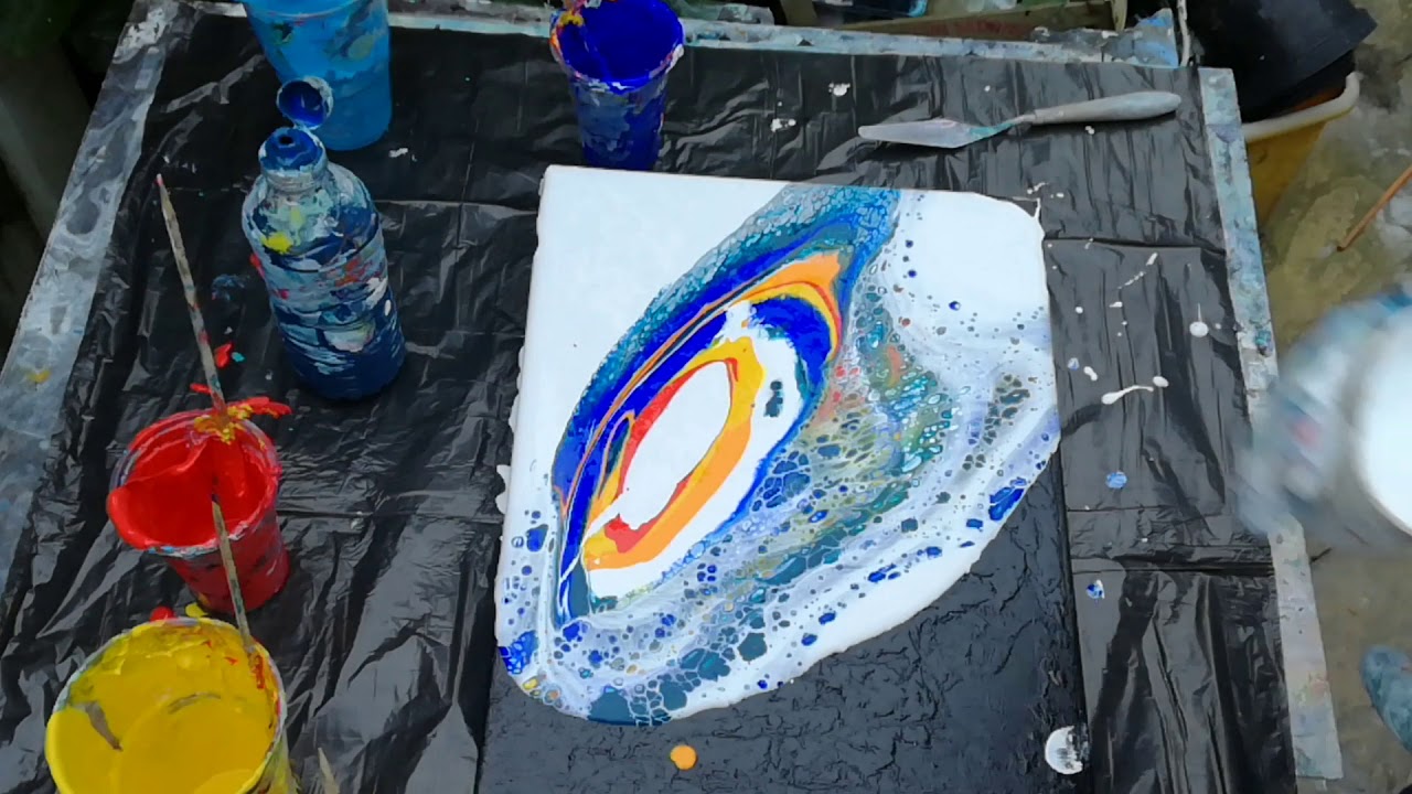 Open cup acrylic pouring technique with negative space, Looking Over ...