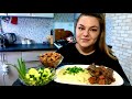 Мукбанг! ПЮРЕ с ПЕЧЕНЬЮ! Пюрешка с куриной печенью, свежий огурец, салат с маринованным огурцом.