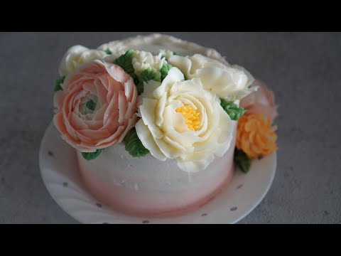 우유 버터크림플라워 Milk butter cream flower cake