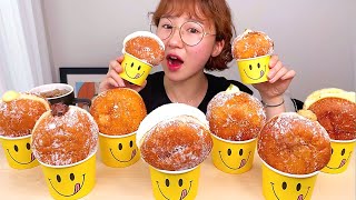 various kinds of doughnuts Eating Show. Dessert Mukbang