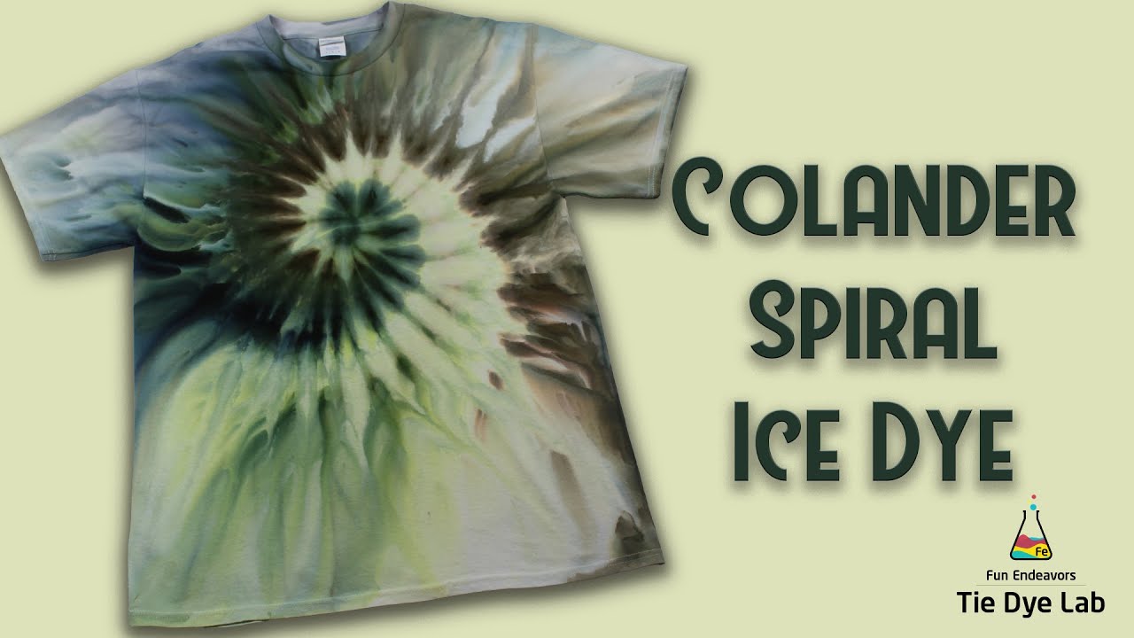 Узоры в технике тай-дай: спиральный дуршлаг с ледяным крашением