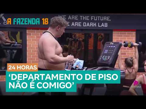Serginho refuses to clean gym floor and annoys housemates | A Fazenda 18