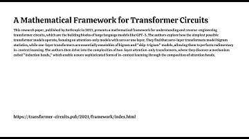 A Mathematical Framework for Transformer Circuits by Anthropic