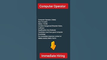 Computer Operator job in Ludhiana #ludhianajobs #job