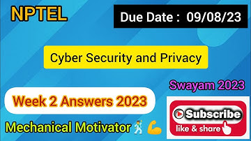 Cyber Security and Privacy | Week 2 Quiz | Assignment 2 Solution | NPTEL | SWAYAM 2023